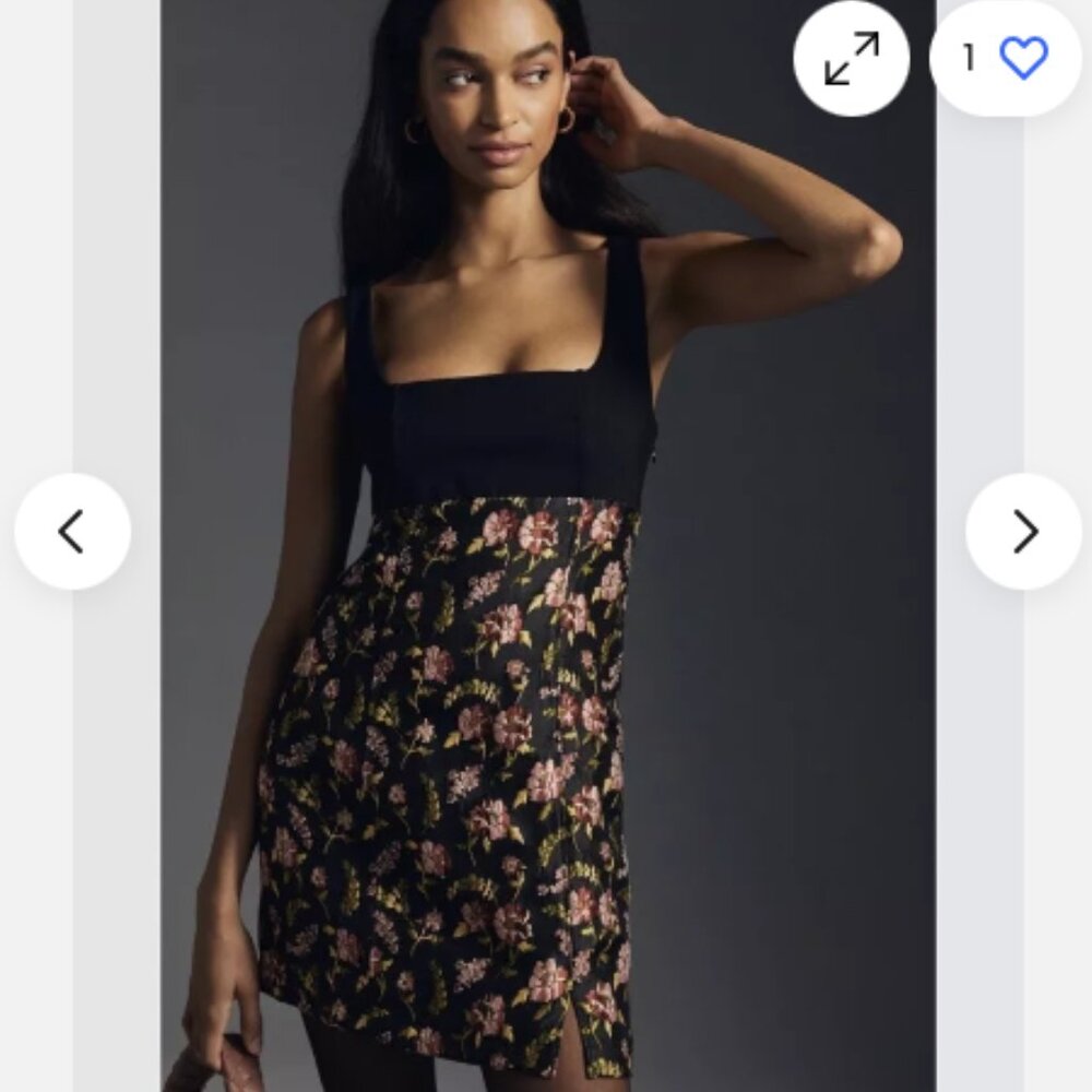 Anthropologie Maeve  Black Floral Mini Dress Size 10 NWOT